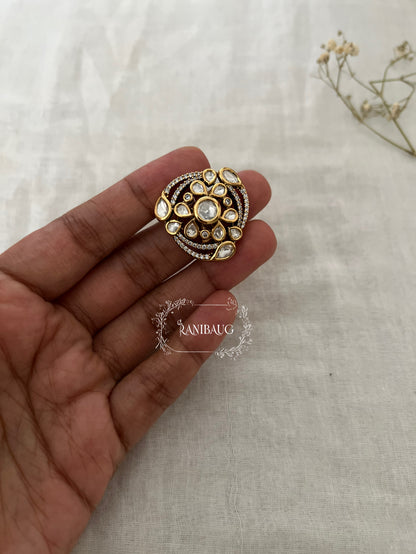 Somya Polki Gold Finish Designer Festive Ring Jewelry By Ranibaug