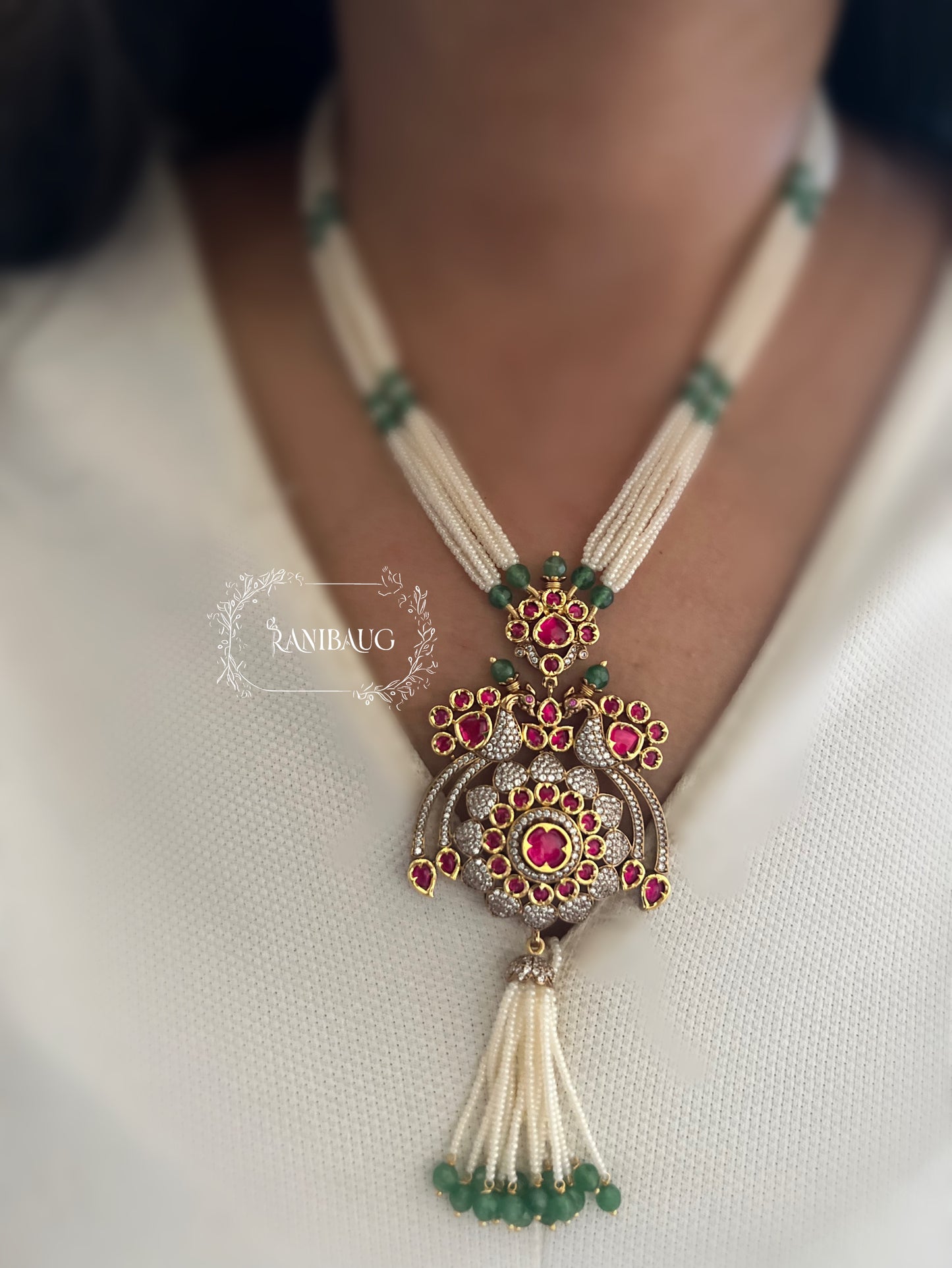 Sonali Long Pearl Bead Tassel Necklace Jewellery Set Temple Jewelry By Ranibaug | 2025 2026