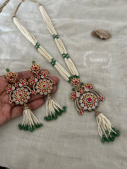 Sonali Long Pearl Bead Tassel Necklace Jewellery Set Temple Jewelry By Ranibaug | 2025 2026