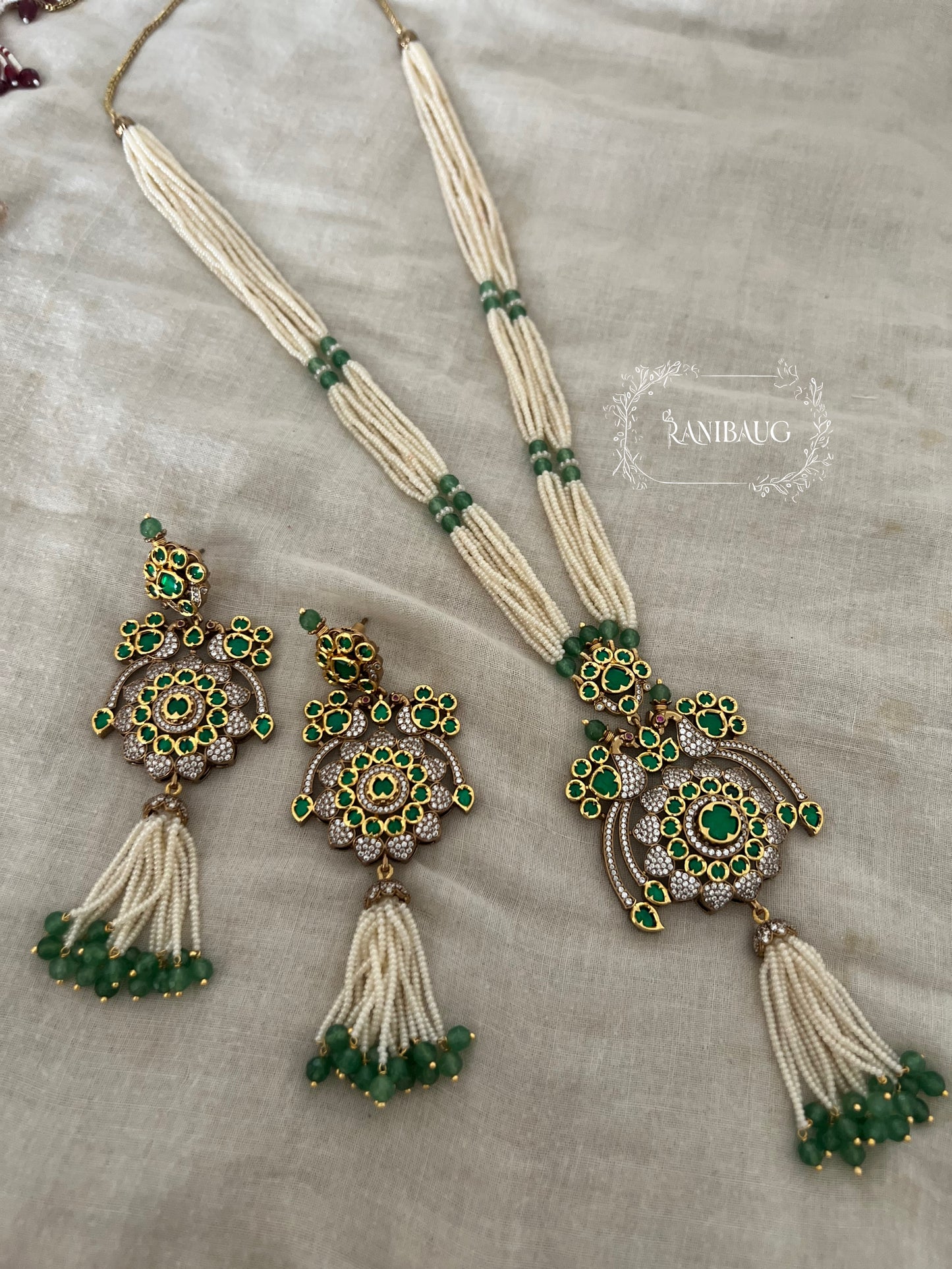 Sonali Long Pearl Bead Tassel Necklace Jewellery Set Temple Jewelry By Ranibaug | 2025 2026