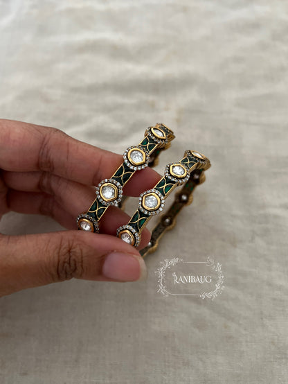 Sonali Polki Bangles In Antique Gold Tone By Ranibaug
