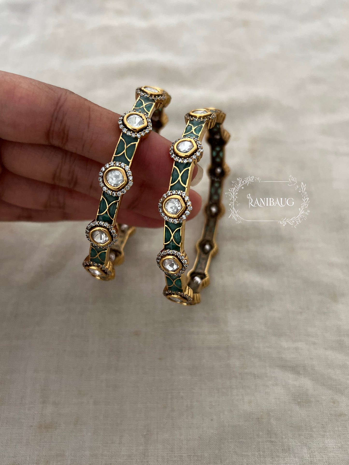Sonali Polki Bangles In Antique Gold Tone By Ranibaug