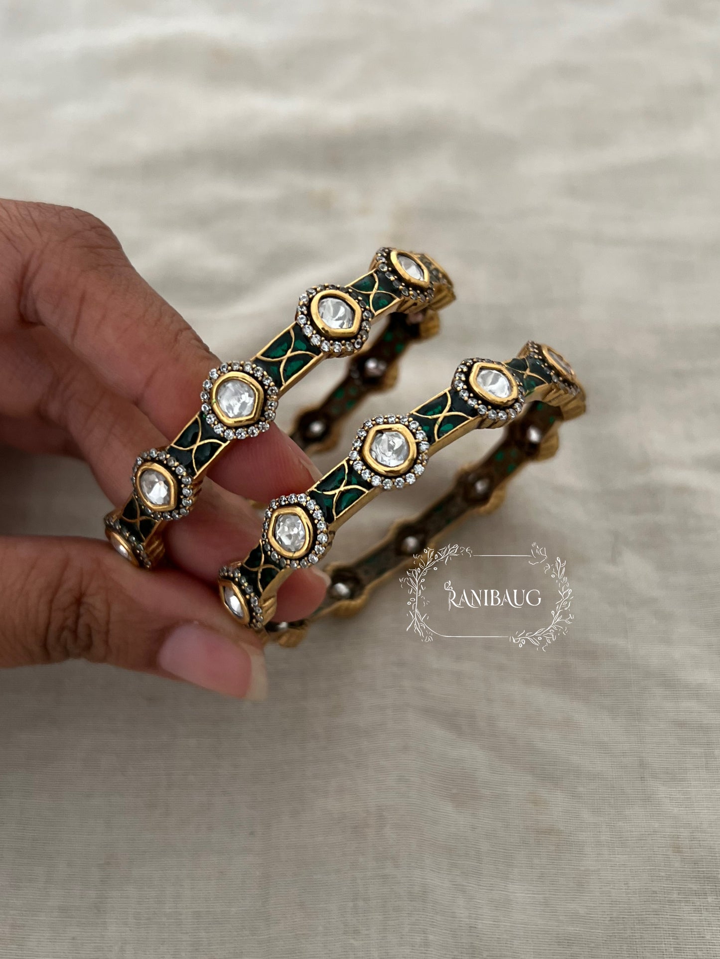 Sonali Polki Bangles In Antique Gold Tone By Ranibaug