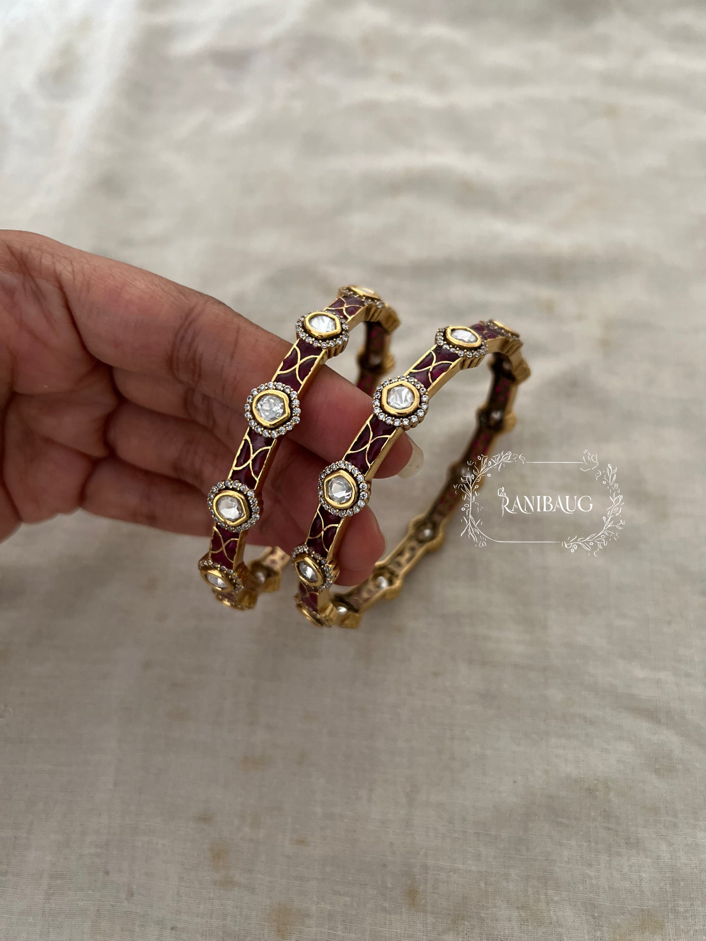 Sonali Polki Bangles In Antique Gold Tone By Ranibaug
