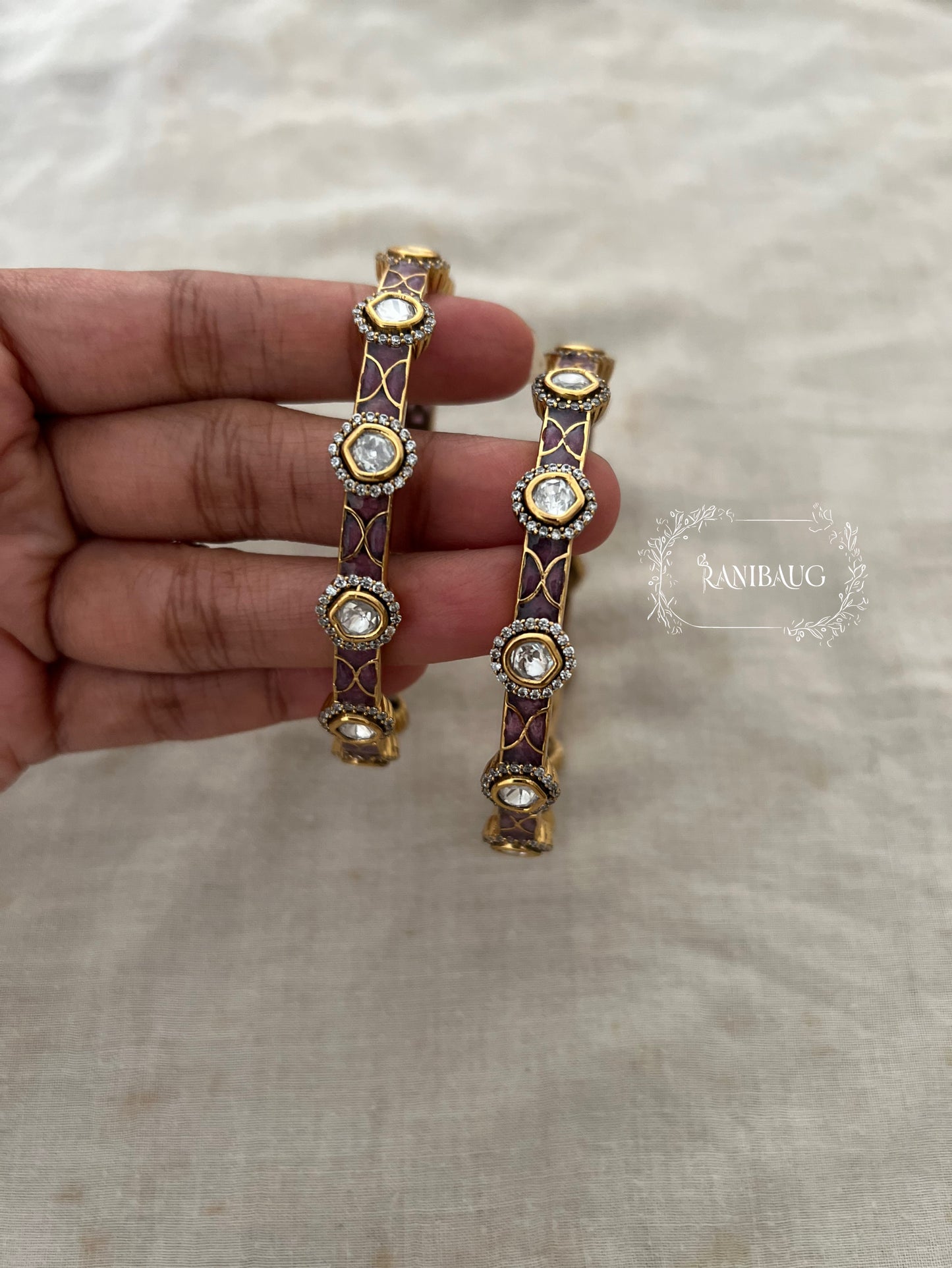 Sonali Polki Bangles In Antique Gold Tone By Ranibaug