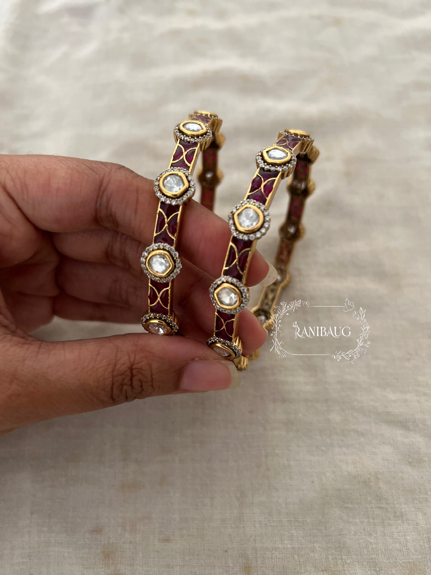 Sonali Polki Bangles In Antique Gold Tone By Ranibaug