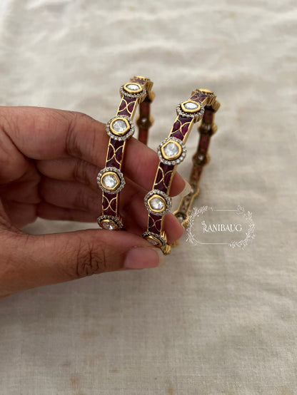 Sonali Polki Bangles In Antique Gold Tone By Ranibaug