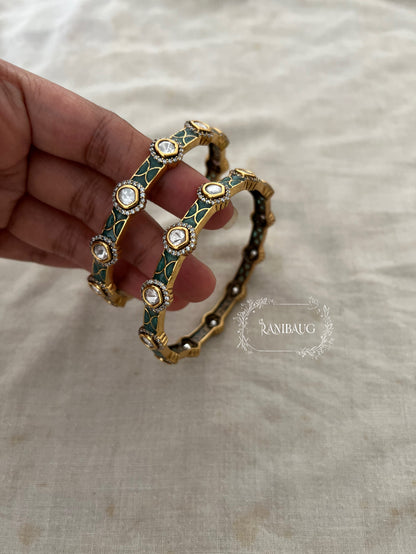 Sonali Polki Bangles In Antique Gold Tone By Ranibaug