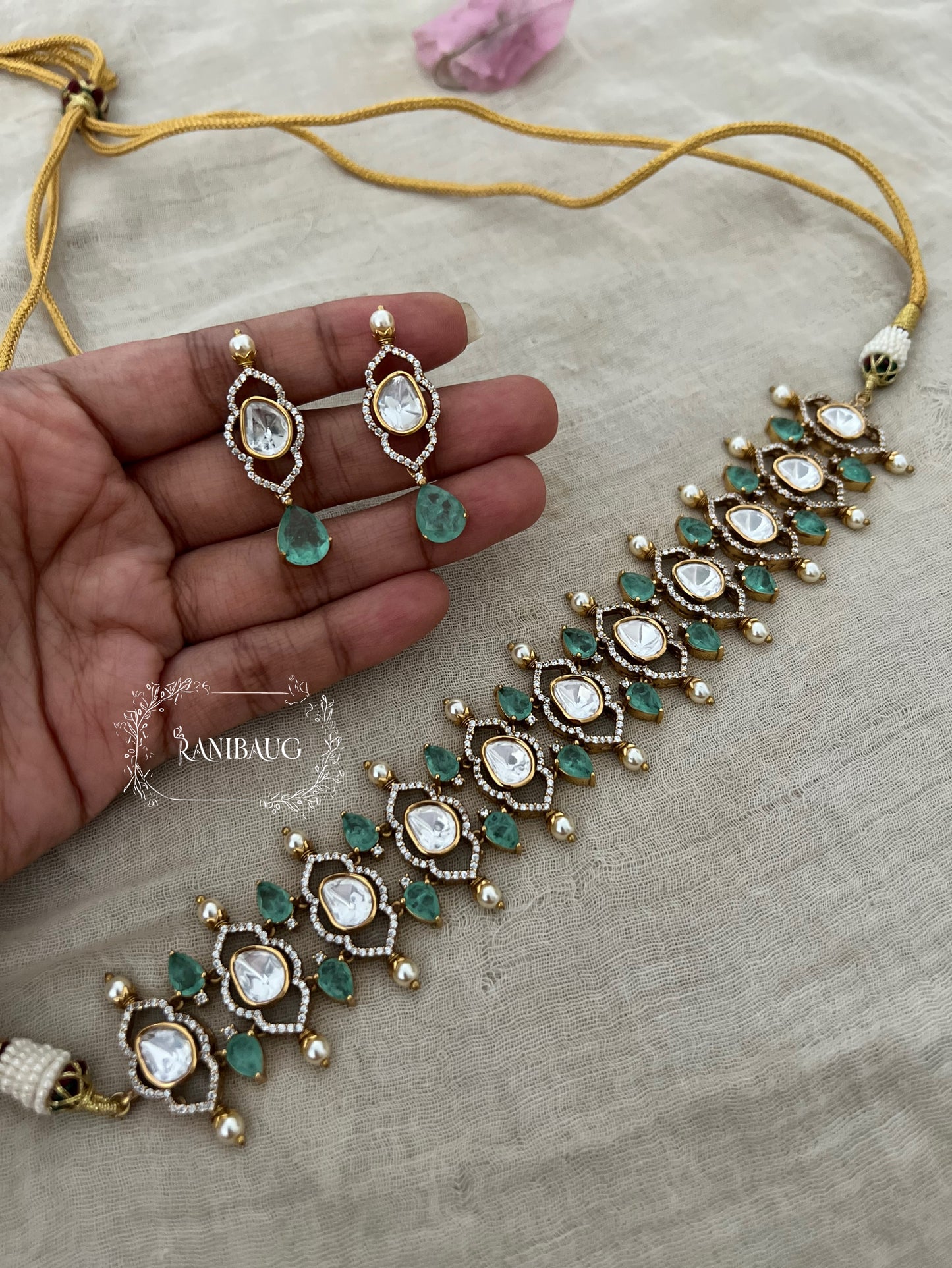 Sreeja Victorian Antique Polki Choker Set By Ranibaug
