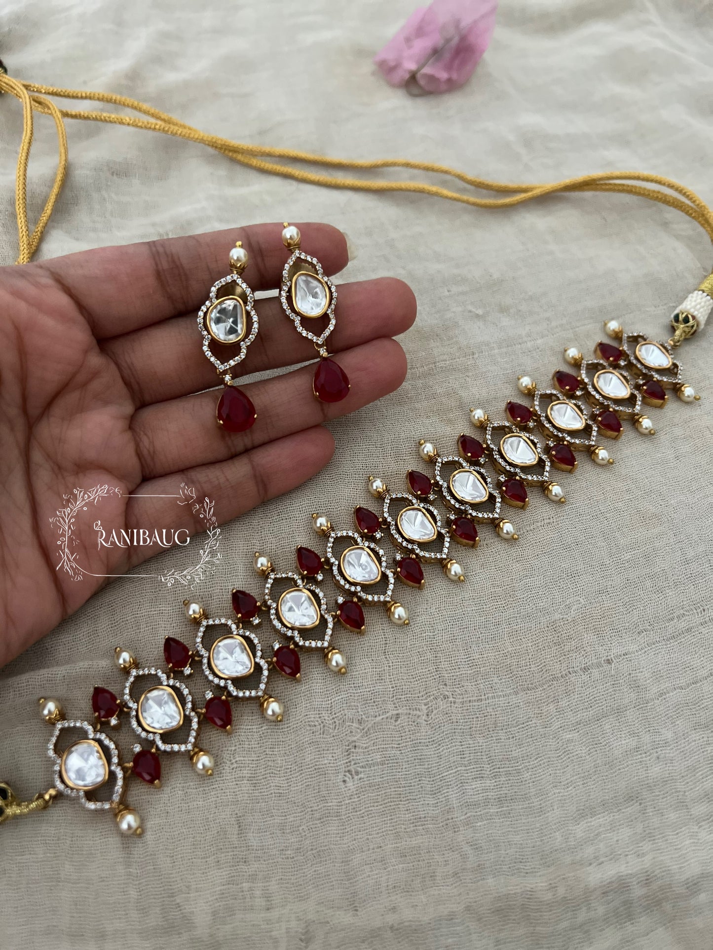Sreeja Victorian Antique Polki Choker Set By Ranibaug
