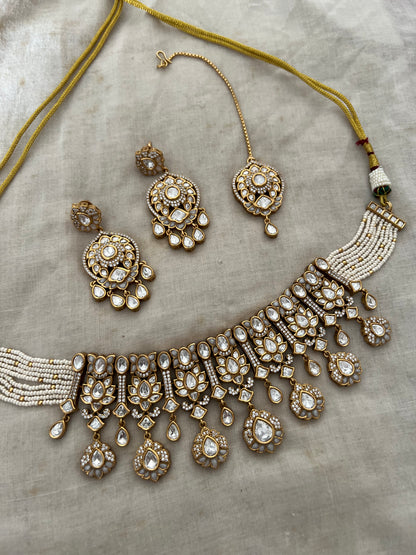 Srishti Royal Victorian Mossainite Necklace Jewellery Set With Maang Tikka By Ranibaug