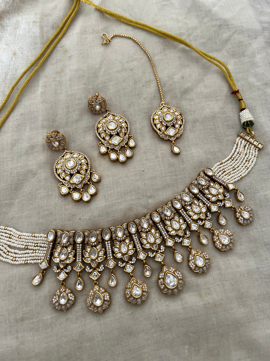 Srishti Royal Victorian Mossainite Necklace Jewellery Set With Maang Tikka By Ranibaug
