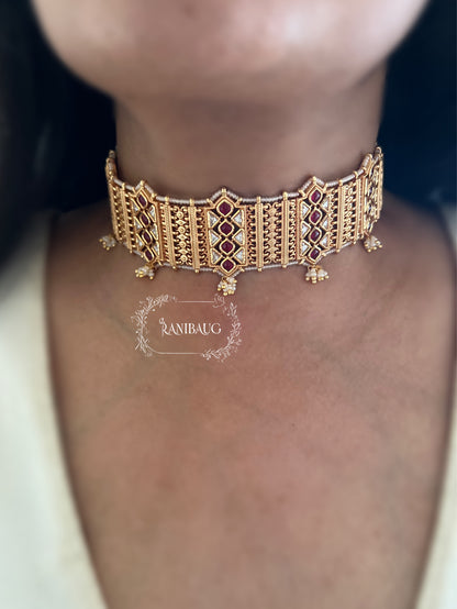 Srivalli Gold Plated Heritage Traditional Indian South Temple Jewellery Cchoker Set By Ranibaug