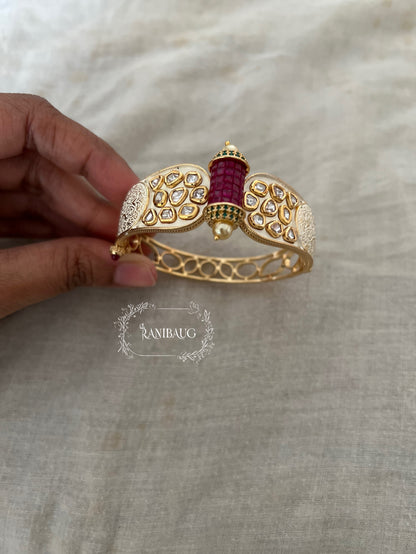 Suhani Traditional Indian Kada Bracelet With Polki Studded And Premium Gold Finish For A Vintage Look By Ranibaug