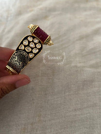 Suhani Traditional Indian Kada Bracelet With Polki Studded And Premium Gold Finish For A Vintage Look By Ranibaug