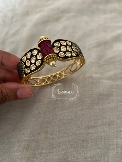 Suhani Traditional Indian Kada Bracelet With Polki Studded And Premium Gold Finish For A Vintage Look By Ranibaug