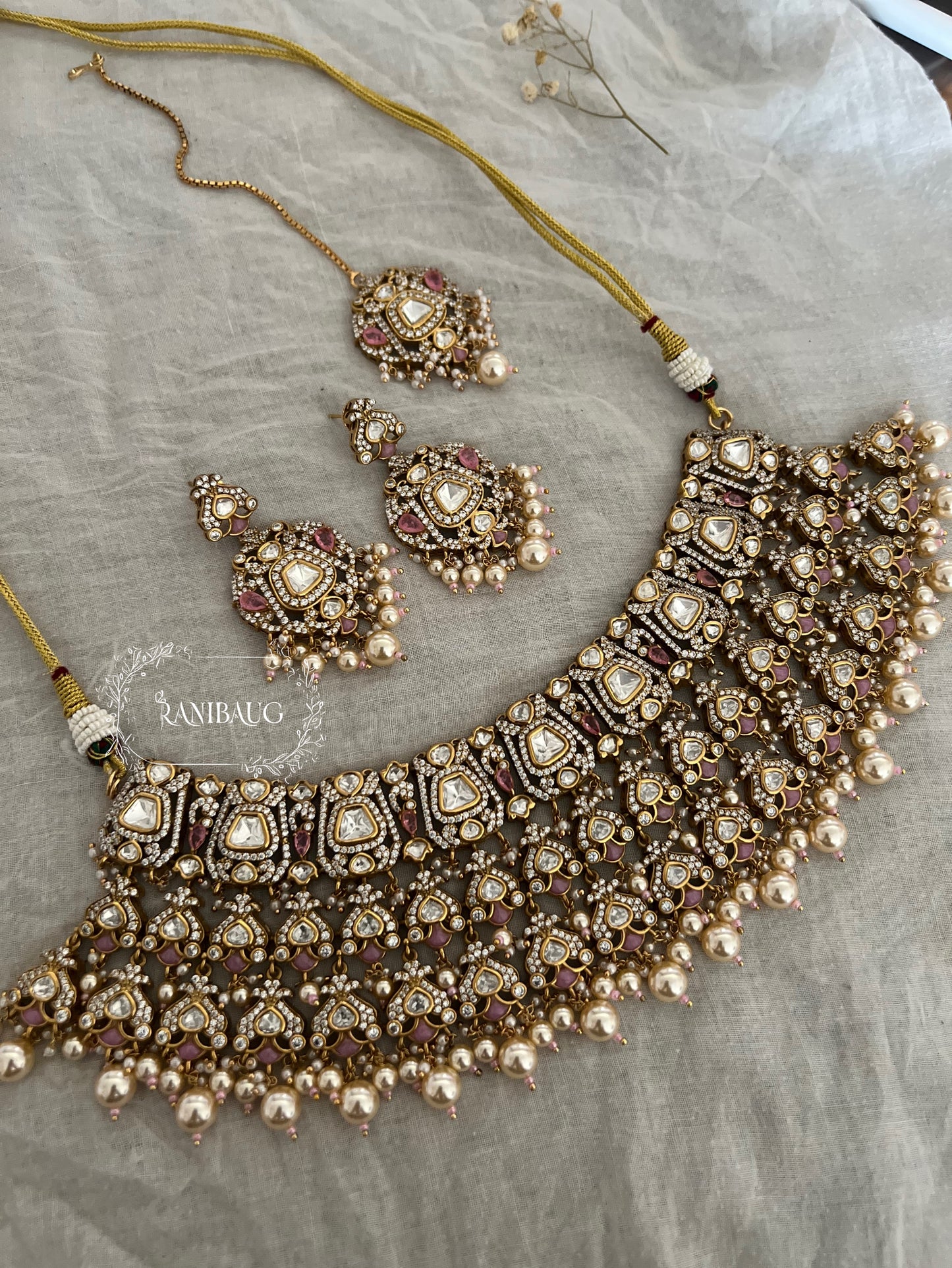Suhasi Bridal Polki Kundan Embelished Rich Gold Plating Jewellery Set By Ranibaug