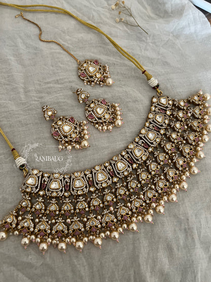 Suhasi Bridal Polki Kundan Embelished Rich Gold Plating Jewellery Set By Ranibaug