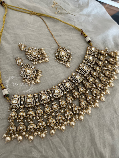 Suhasi Bridal Polki Kundan Embelished Rich Gold Plating Jewellery Set By Ranibaug
