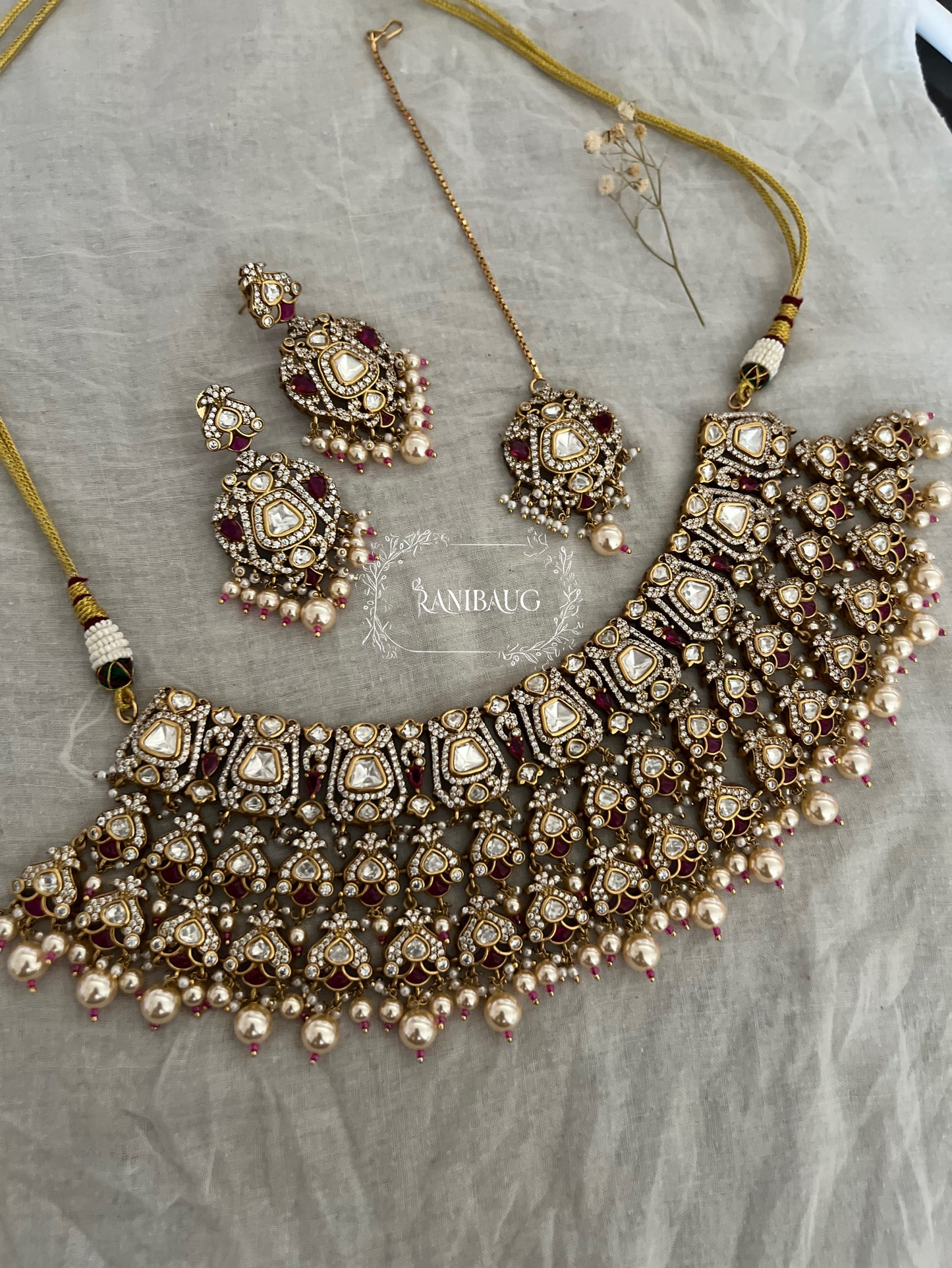 Suhasi Bridal Polki Kundan Embelished Rich Gold Plating Jewellery Set By Ranibaug