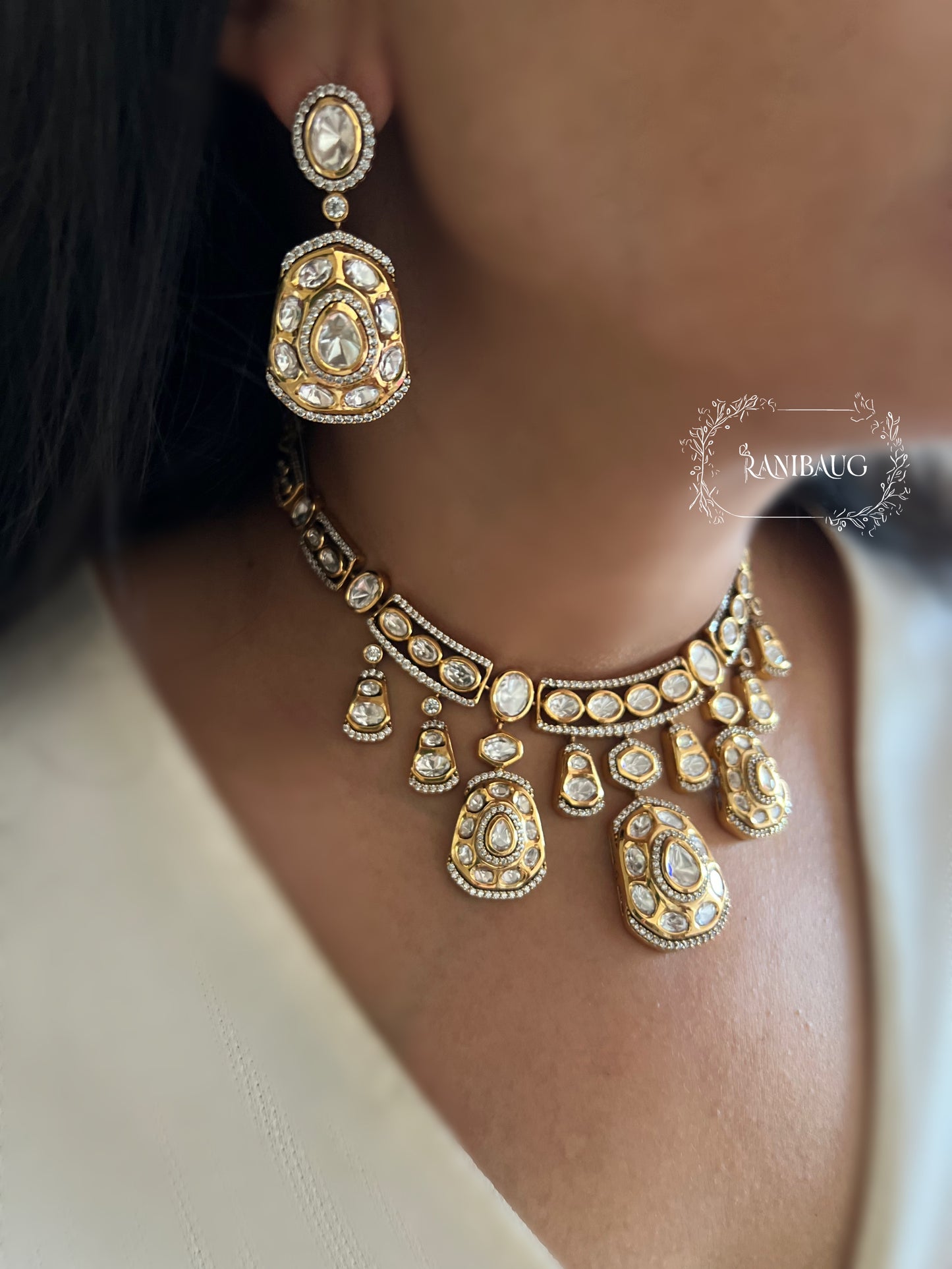 Sumali Mossainite Kundan Statement Necklace Set By Ranibaug | One Of The Uniquely Trendiest Jewelry Collection Piece 2025 2026