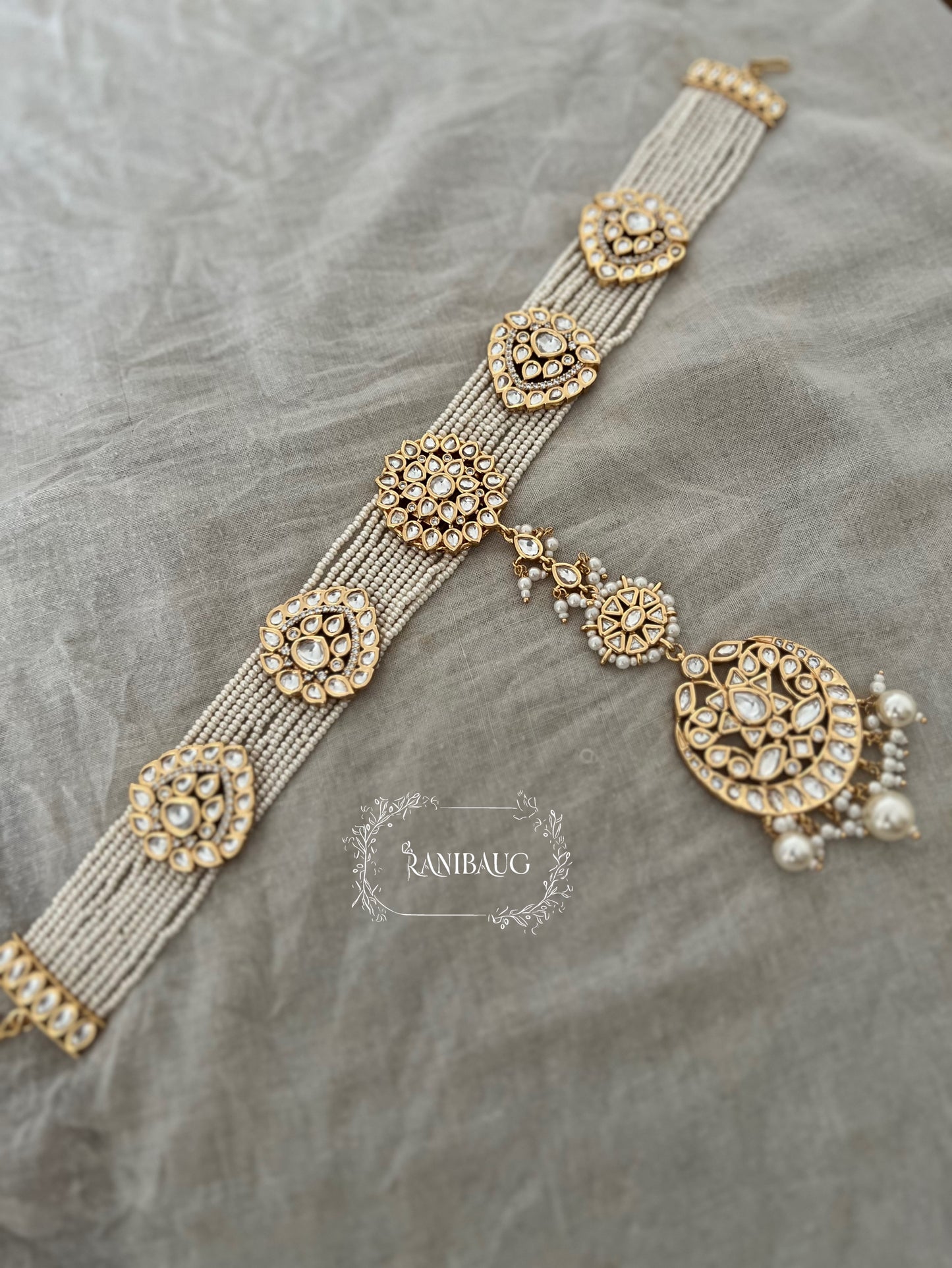 Sumati White And Gold Sheesh Phool Traditional Jewelry By Ranibaug