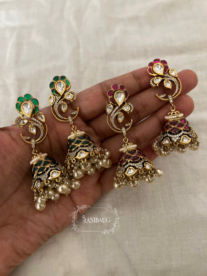 Sunaina Polki Studded Jhumki Drop Long Earrings By Ranibaug