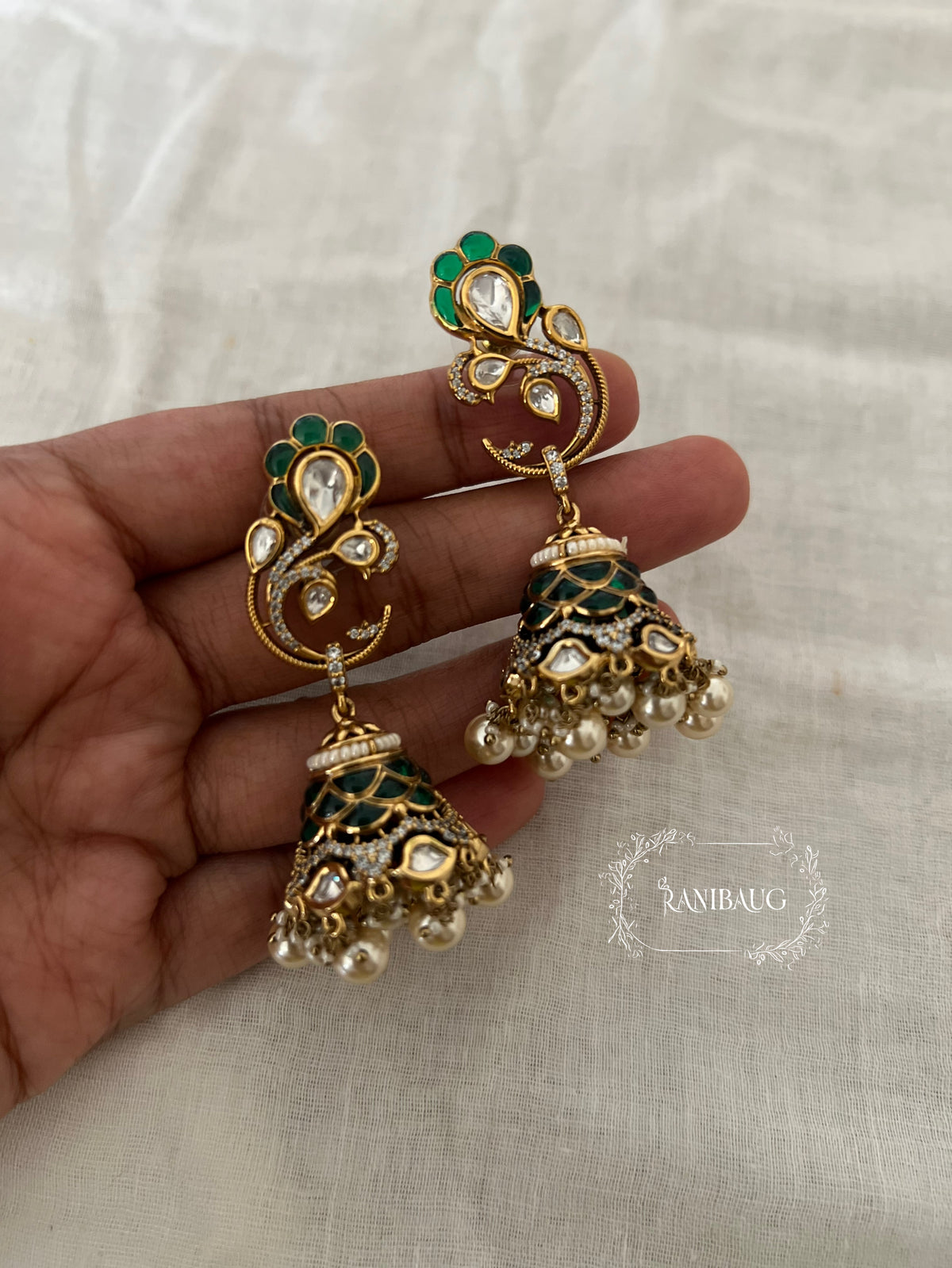 Sunaina Polki Studded Jhumki Drop Long Earrings By Ranibaug