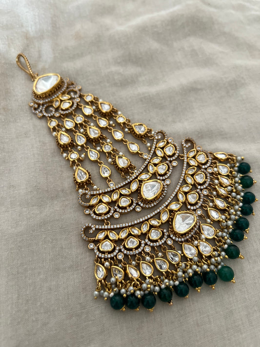Sunaina Victorian Finish Antique Gold Tone Side Maang Tikka Hair Jewellery By Ranibaug