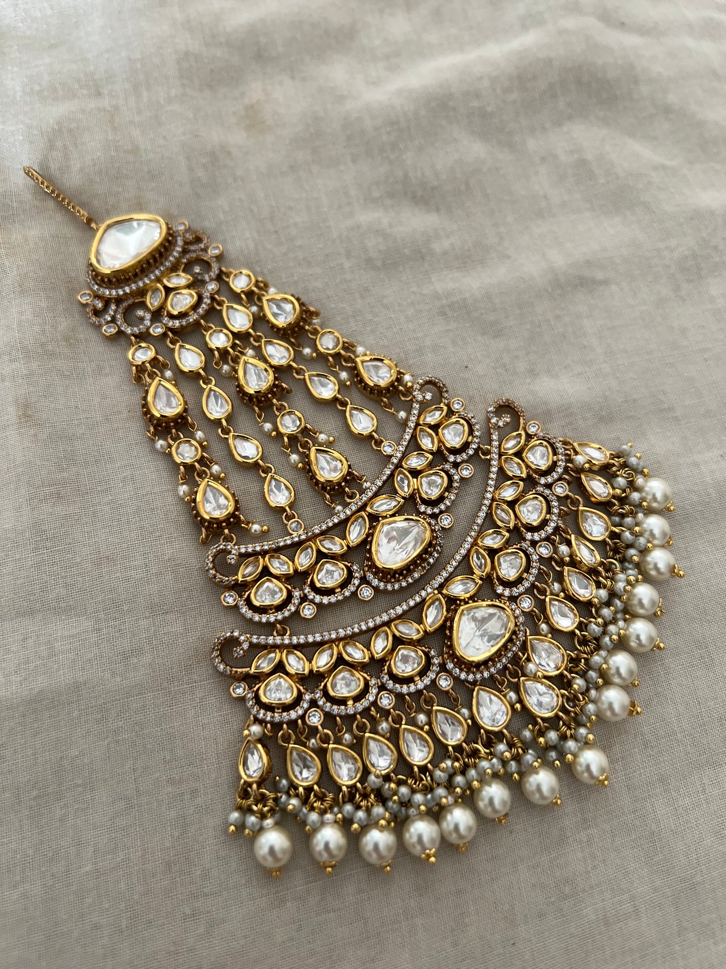 Sunaina Victorian Finish Antique Gold Tone Side Maang Tikka Hair Jewellery By Ranibaug
