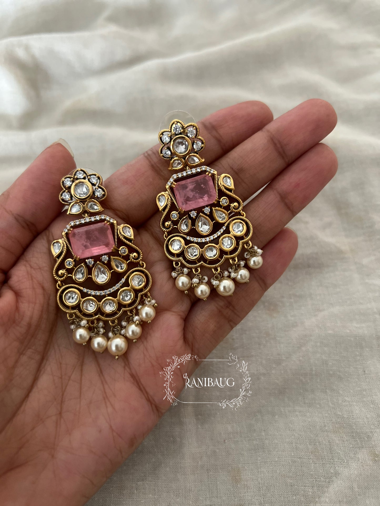 Sunaina Victorian Vintage Antique Gold Chandelier Earrings By Ranibaug