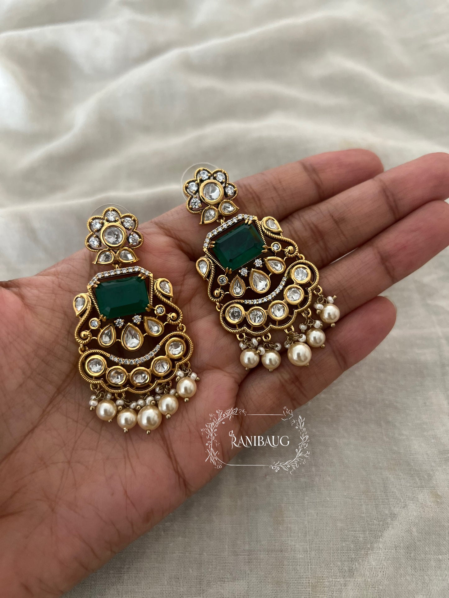 Sunaina Victorian Vintage Antique Gold Chandelier Earrings By Ranibaug