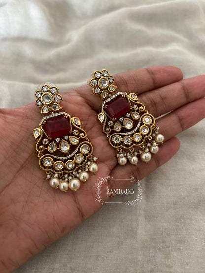 Sunaina Victorian Vintage Antique Gold Chandelier Earrings By Ranibaug