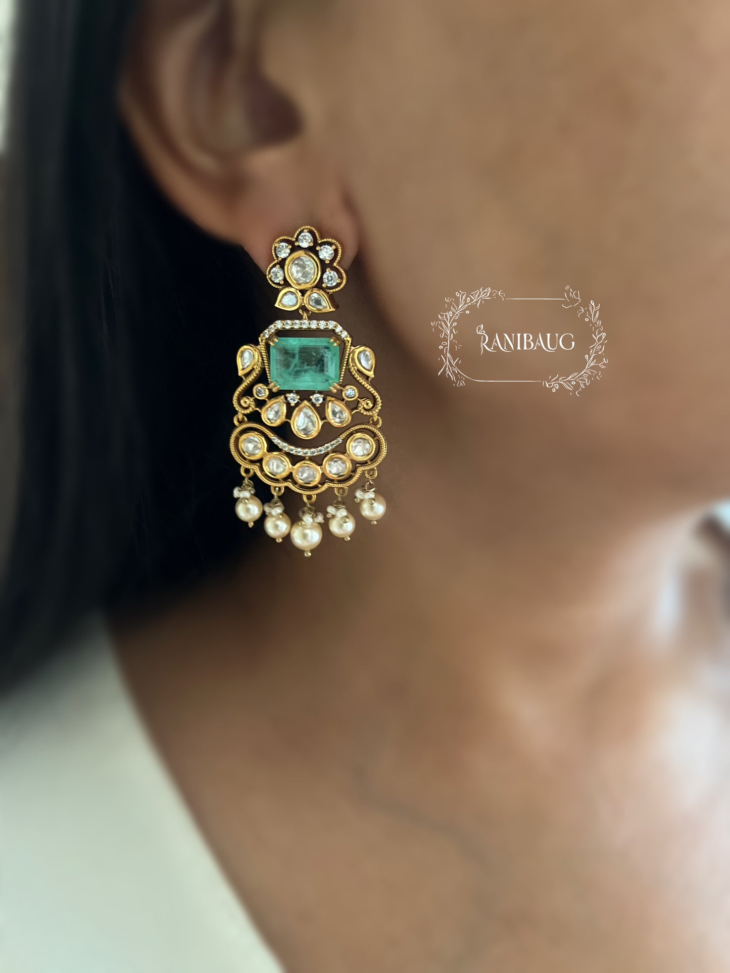 Sunaina Victorian Vintage Antique Gold Chandelier Earrings By Ranibaug