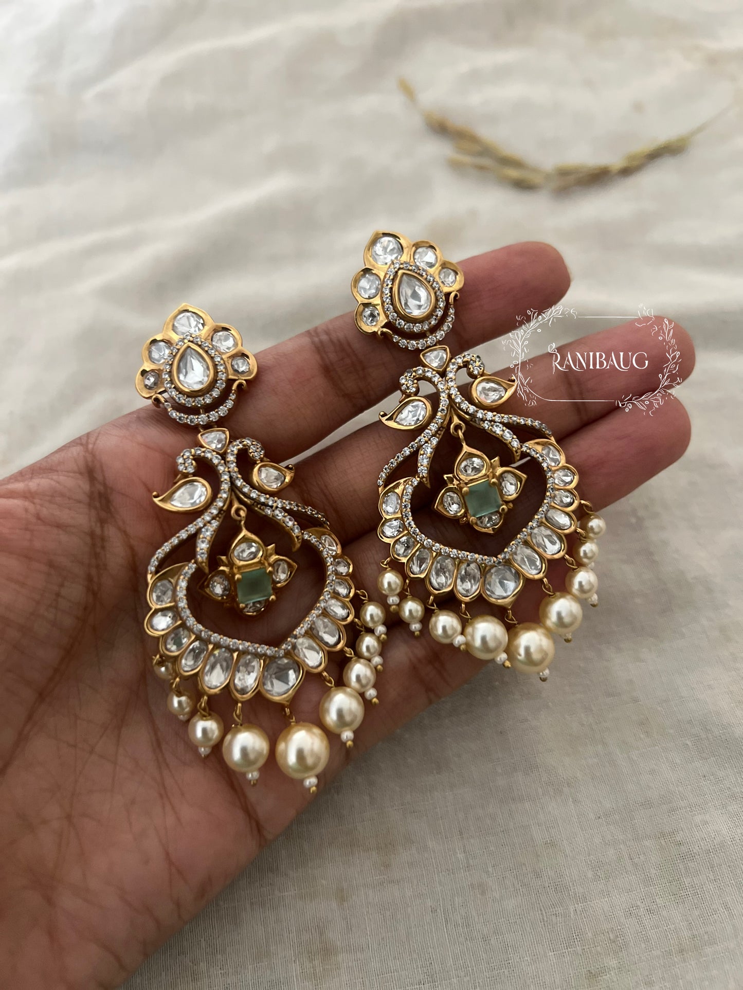 Sunaina Vintage Style Polki Kundan Chandelier Earrings | Ranibaug