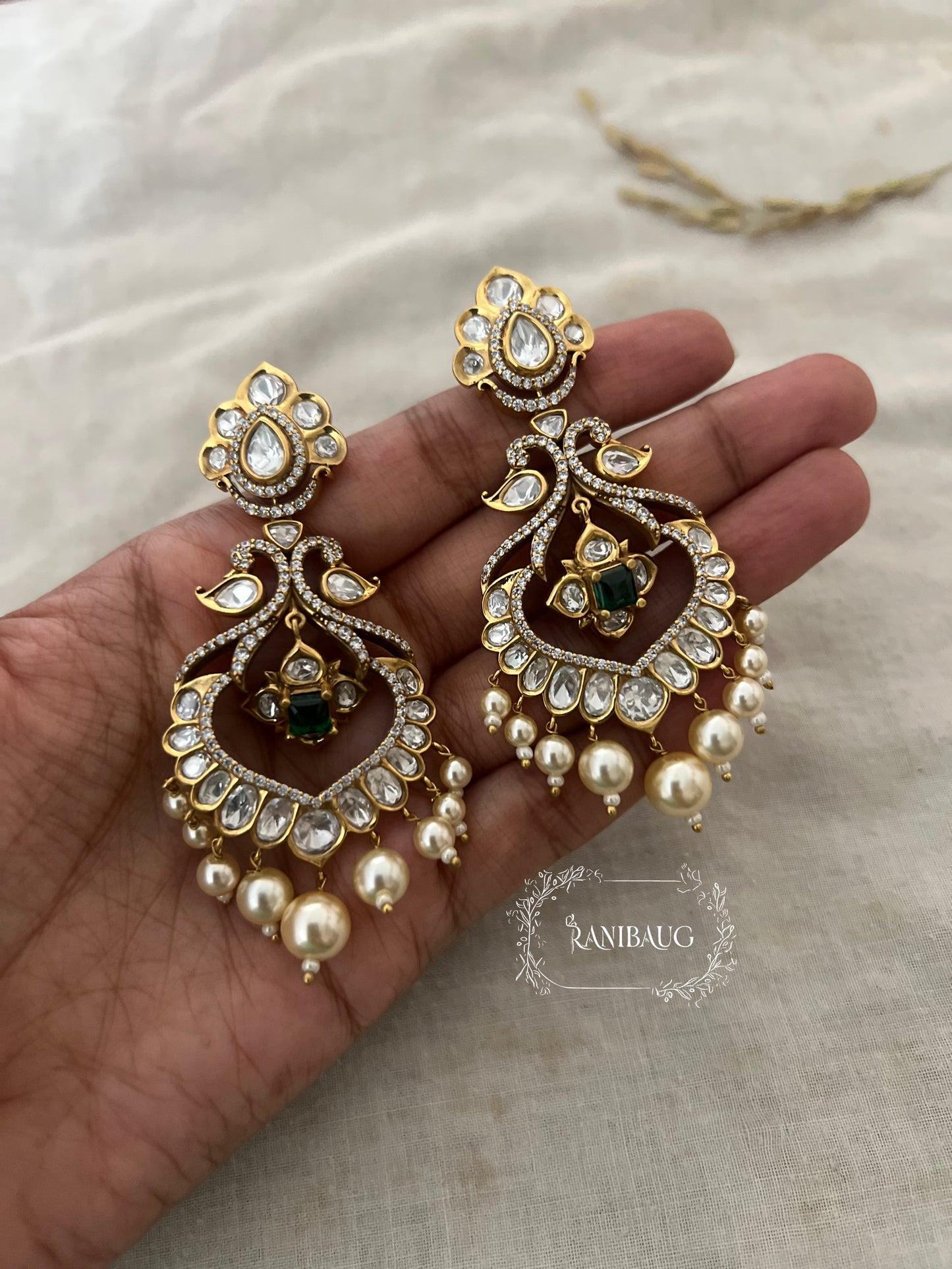 Sunaina Vintage Style Polki Kundan Chandelier Earrings | Ranibaug