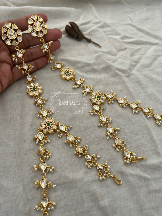 Surbhi Minimal Pearl And Gold Kundan Haath Phool | Ranibaug