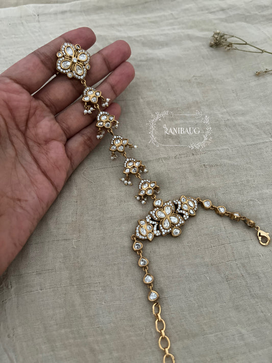 Surili Kundan Floral Shaped Elegant Hathphool For Wedding | Ranibaug