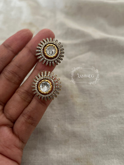 Surya Victorian Sunburst Polki Radiance Studs Earrings By Ranibaug