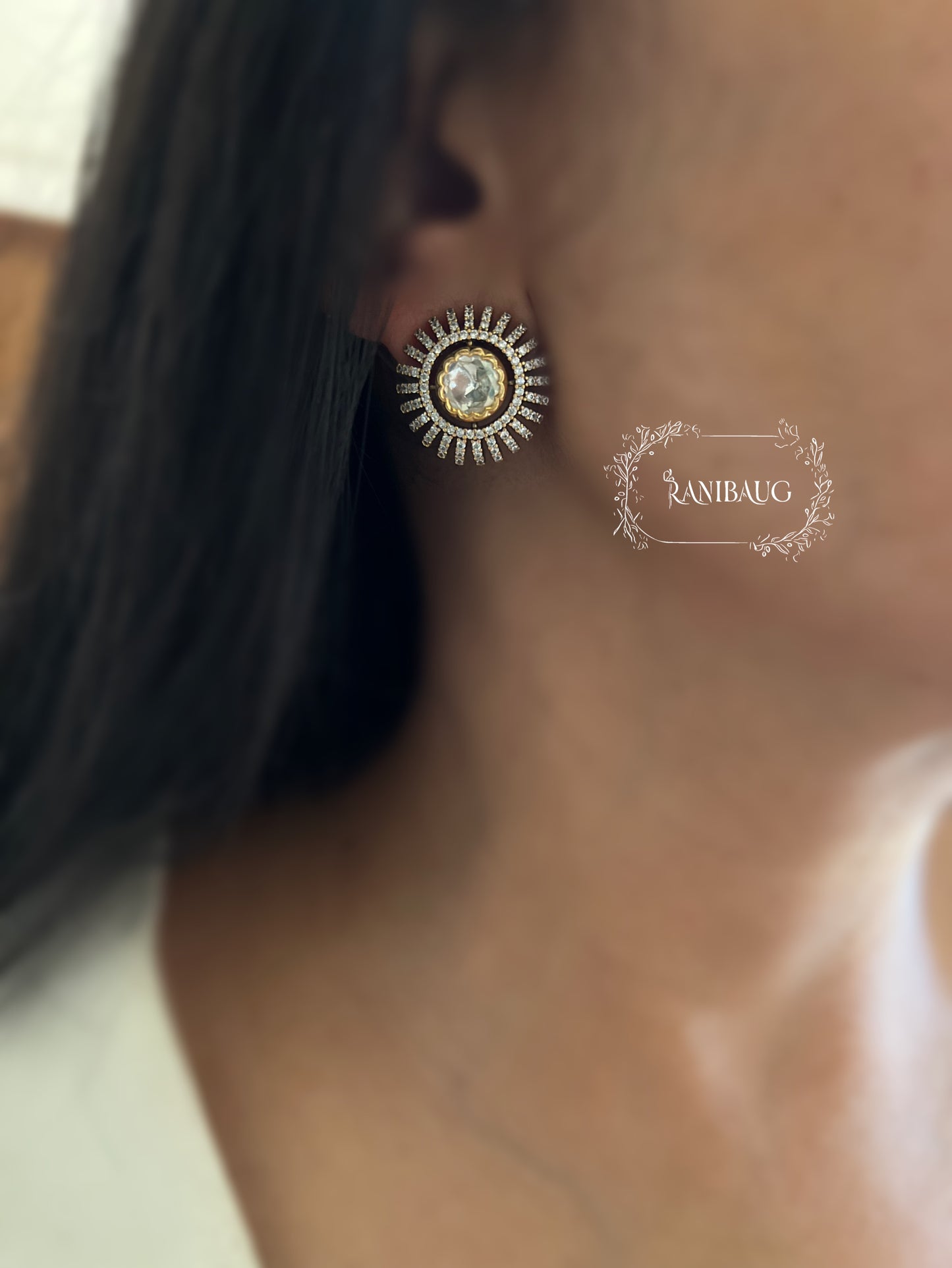 Surya Victorian Sunburst Polki Radiance Studs Earrings By Ranibaug