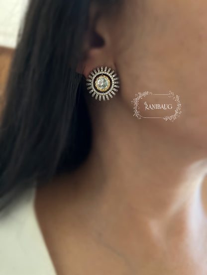 Surya Victorian Sunburst Polki Radiance Studs Earrings By Ranibaug