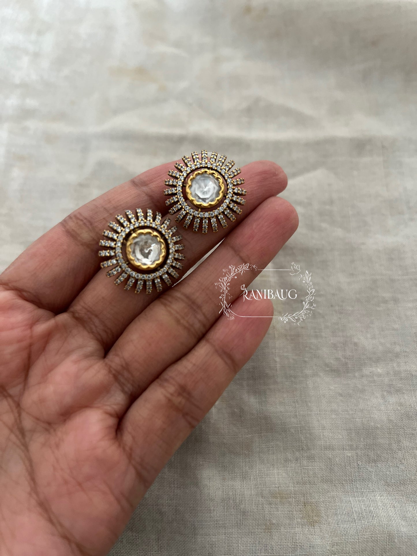Surya Victorian Sunburst Polki Radiance Studs Earrings By Ranibaug