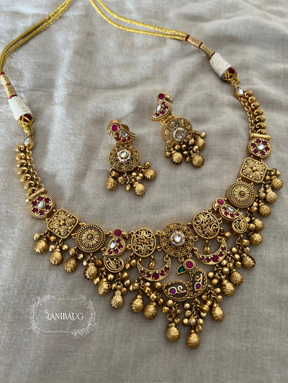 Tamanna South Indian Gold Plated Heritage Necklace Tradional Jewelry Set By Ranibaug