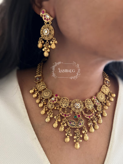Tamanna South Indian Gold Plated Heritage Necklace Tradional Jewelry Set By Ranibaug