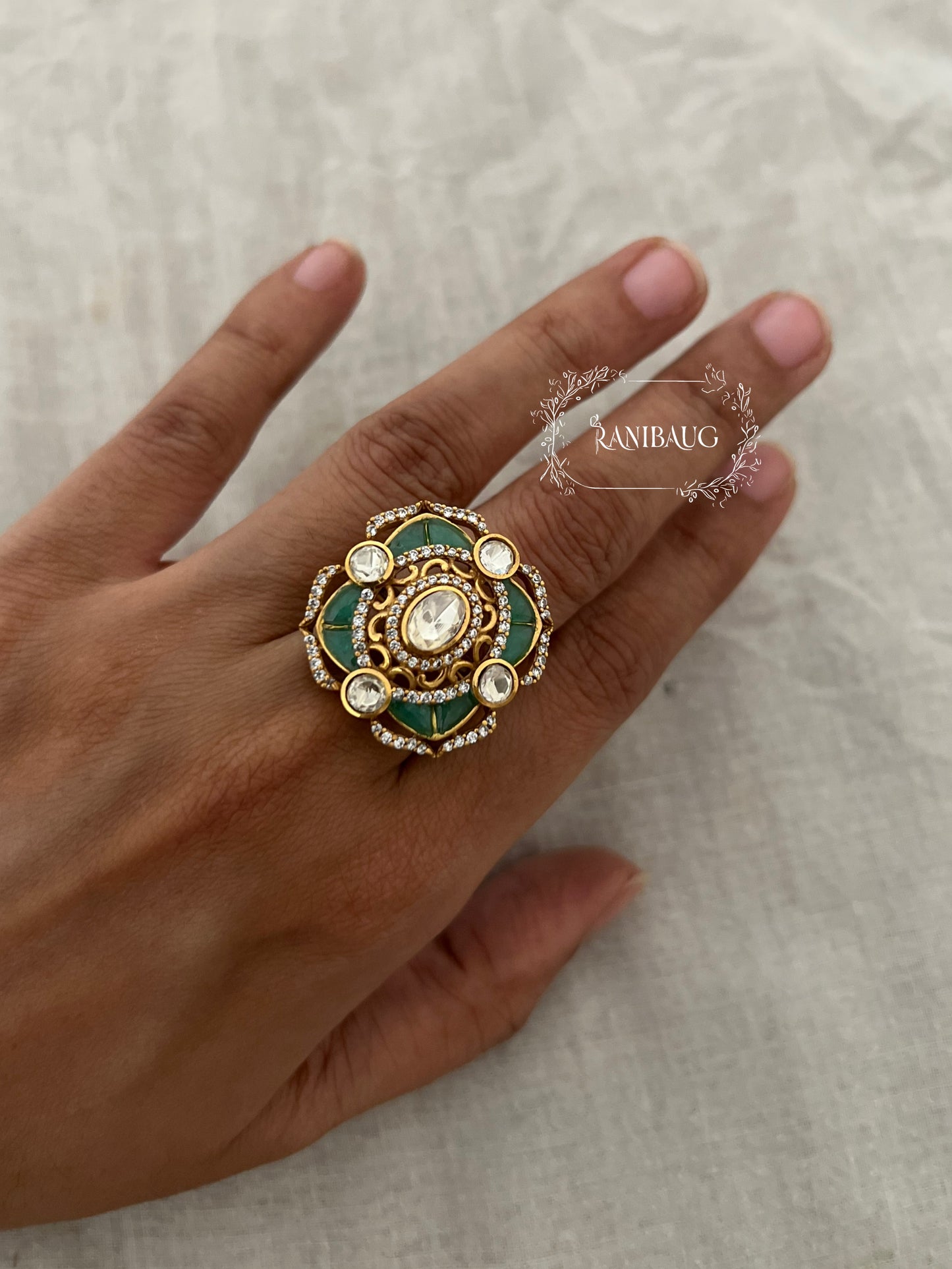 Tania Traditional Heritage Gold Plated Ring For Every Occassion By Ranibaug