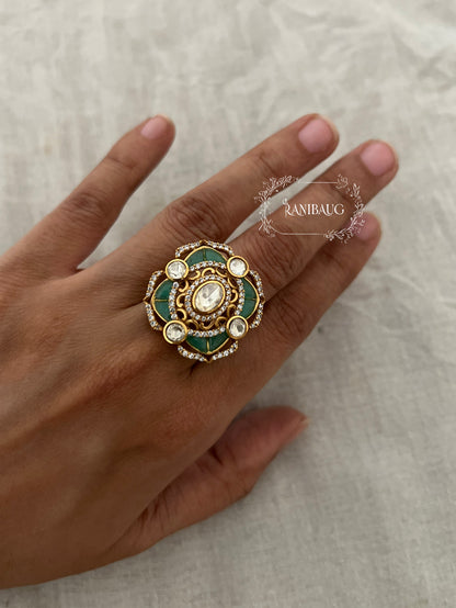 Tania Traditional Heritage Gold Plated Ring For Every Occassion By Ranibaug