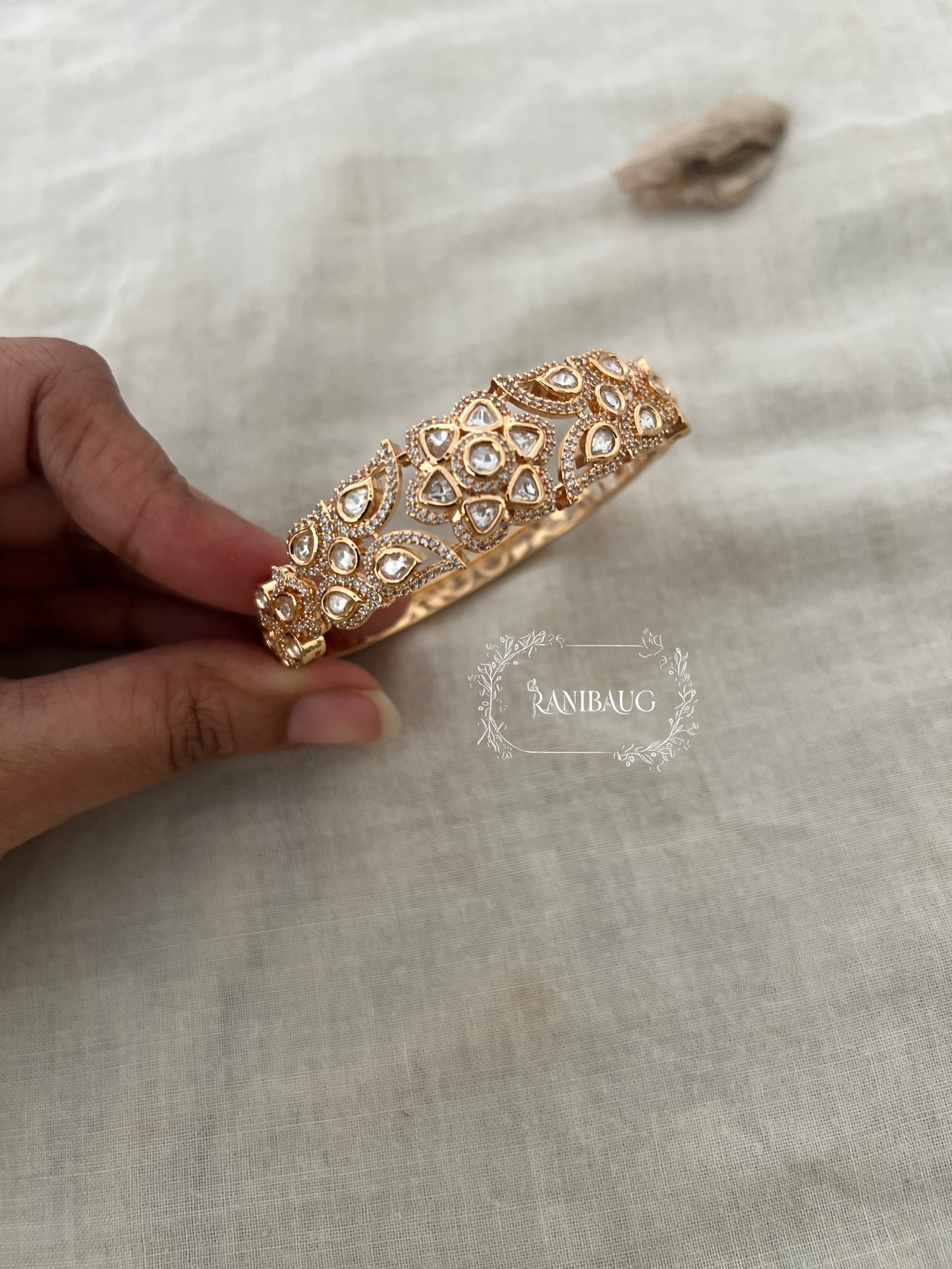 Tanisha Gold Kundan Beaded Bracelets From India By Ranibaug | Red Green White Indian Wedding Bracelets In Rich Gold Finish Antique Gold Tone