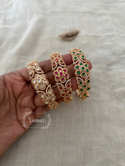 Tanisha Gold Kundan Beaded Bracelets From India By Ranibaug | Red Green White Indian Wedding Bracelets In Rich Gold Finish Antique Gold Tone