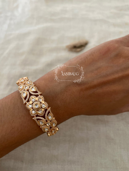Tanisha Gold Kundan Beaded Bracelets From India By Ranibaug | Red Green White Indian Wedding Bracelets In Rich Gold Finish Antique Gold Tone