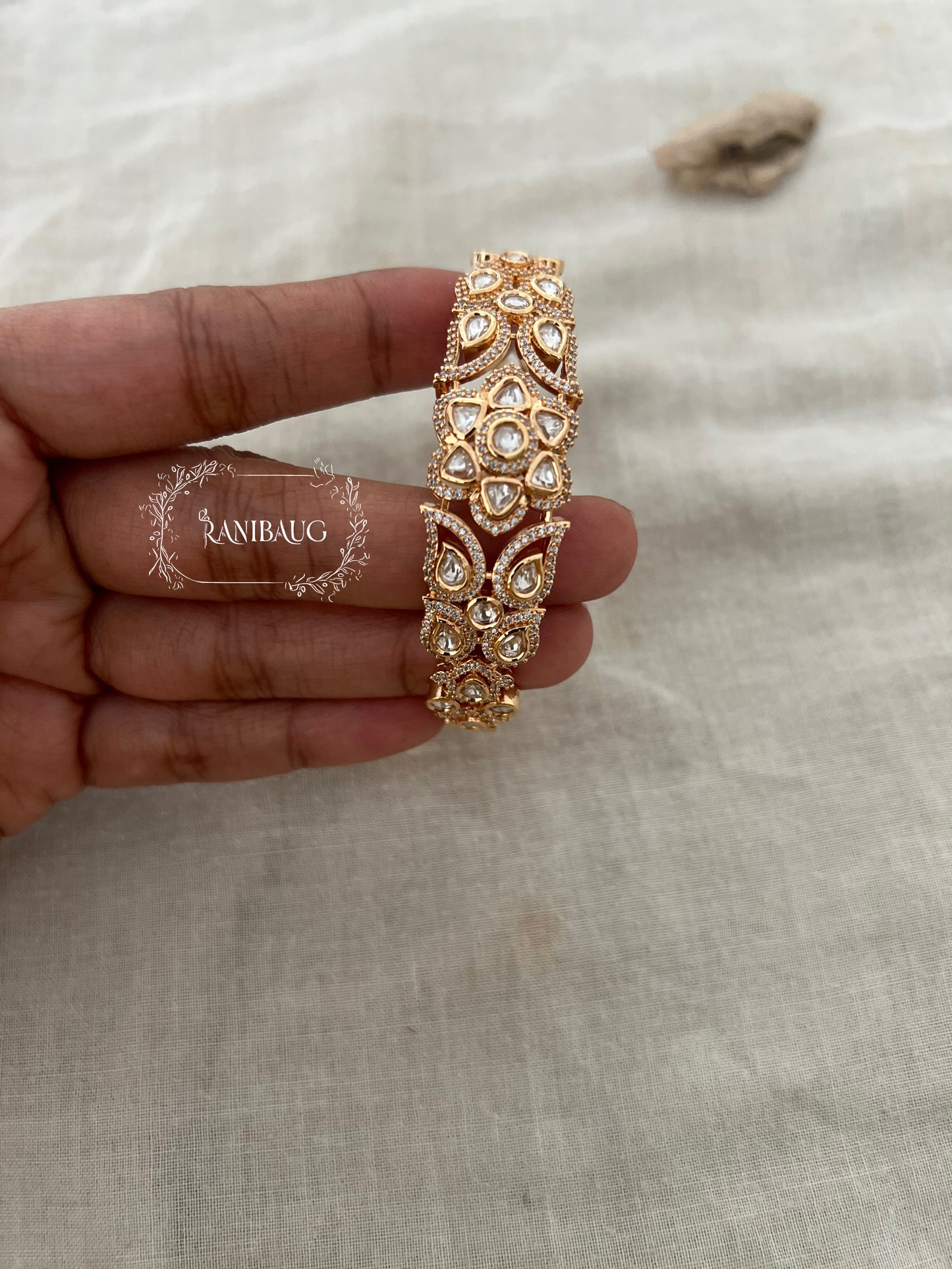 Tanisha Gold Kundan Beaded Bracelets From India By Ranibaug | Red Green White Indian Wedding Bracelets In Rich Gold Finish Antique Gold Tone